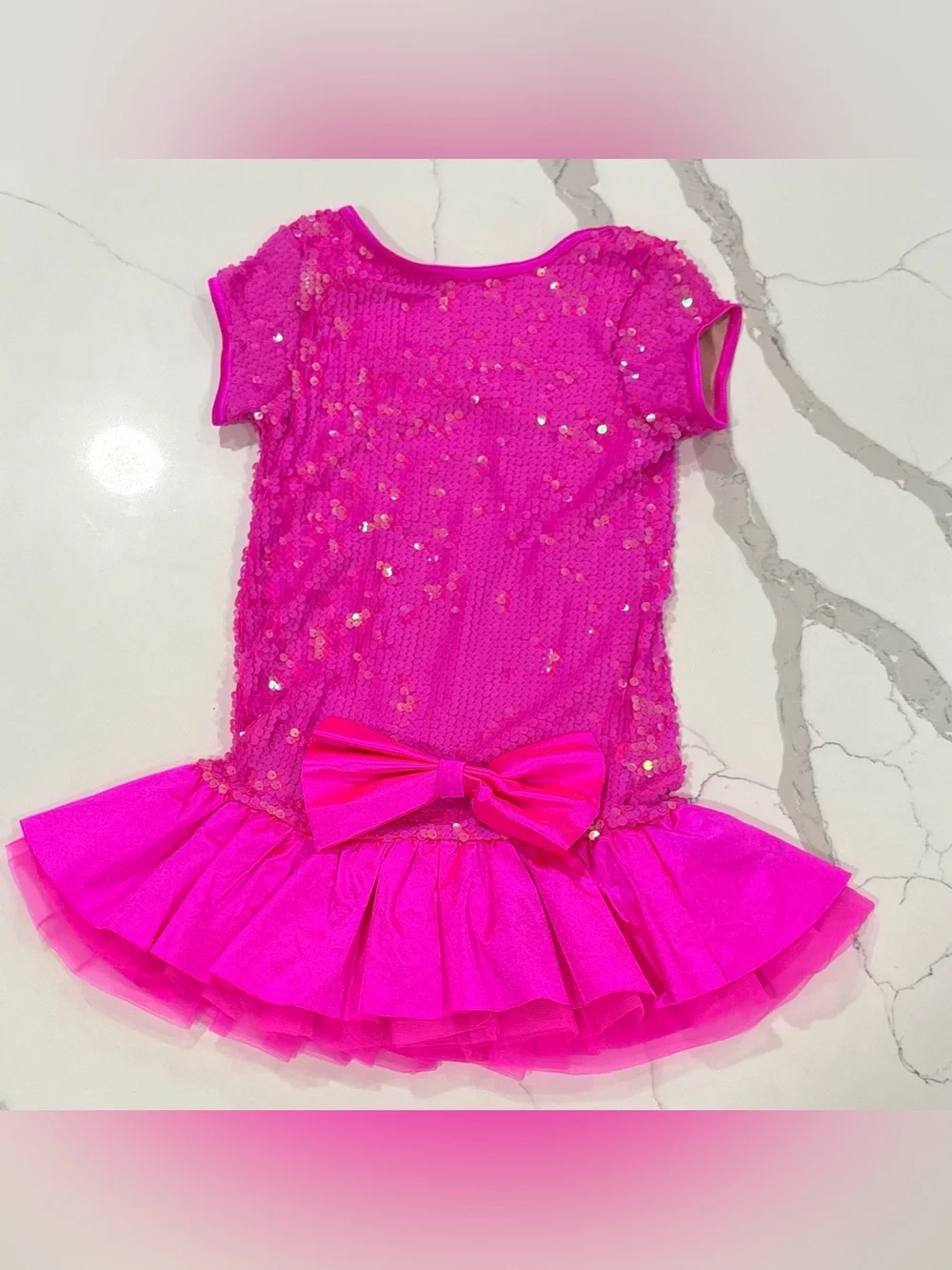 Weissman Hot Pink Sequin Leotard w/ Tutu Dance Costume Youth Size MC